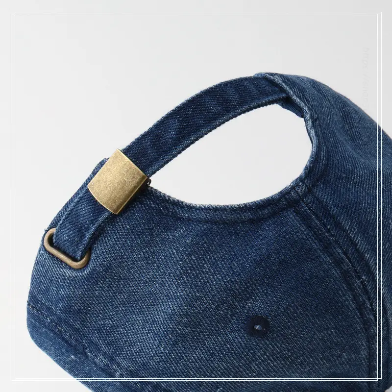 Men's Maroon Denim Peaked Cap with Embroidered Logo - Image 11
