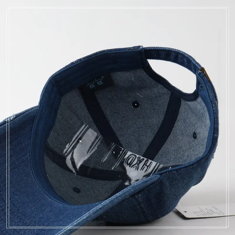 Men's Maroon Denim Peaked Cap with Embroidered Logo — feature 11
