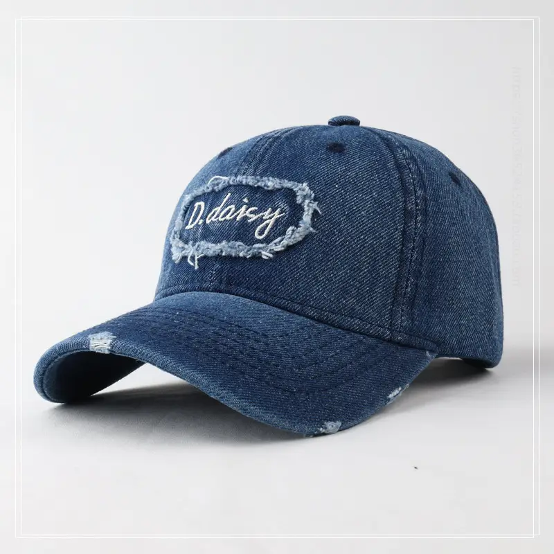 Men's Maroon Denim Peaked Cap with Embroidered Logo — feature 4