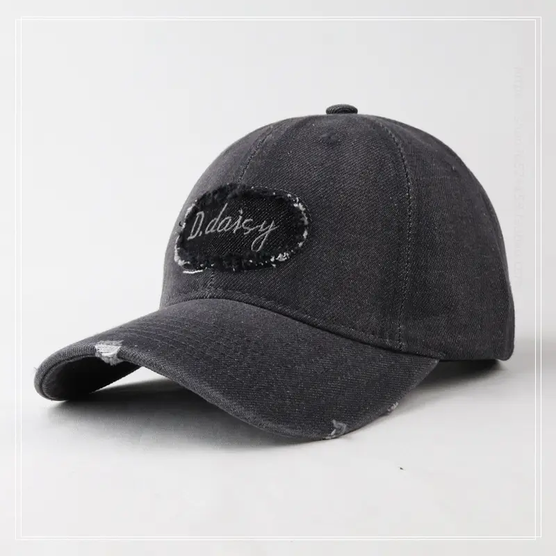 Men's Maroon Denim Peaked Cap with Embroidered Logo — feature 5