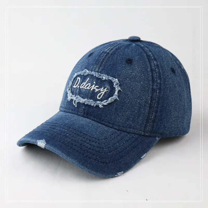 Men's Maroon Denim Peaked Cap with Embroidered Logo — feature 9