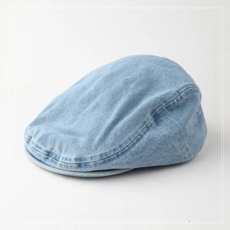Men's Blue Denim Retro Forward Cap with Short Bristles - Image 2