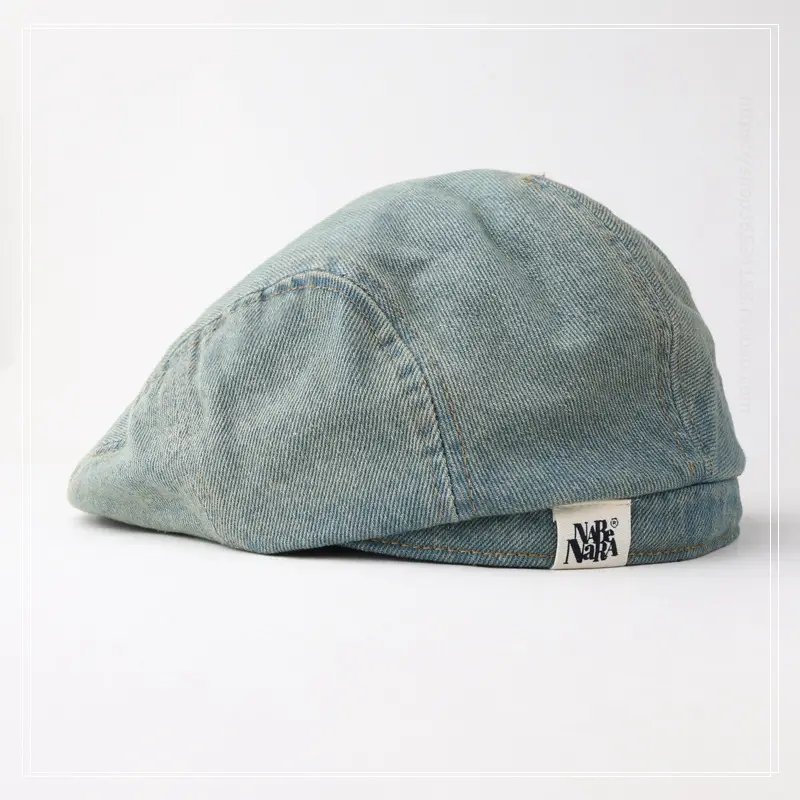 Men's Blue Denim Retro Forward Cap with Short Bristles - Image 3