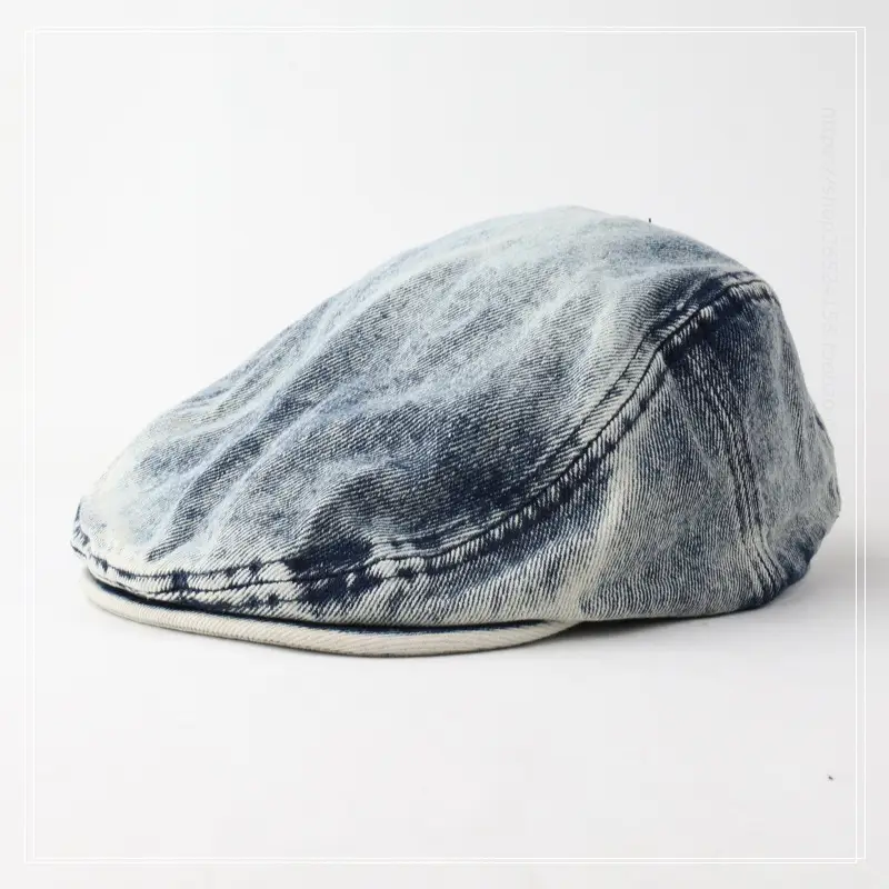 Men's Blue Denim Retro Forward Cap with Short Bristles - Image 4