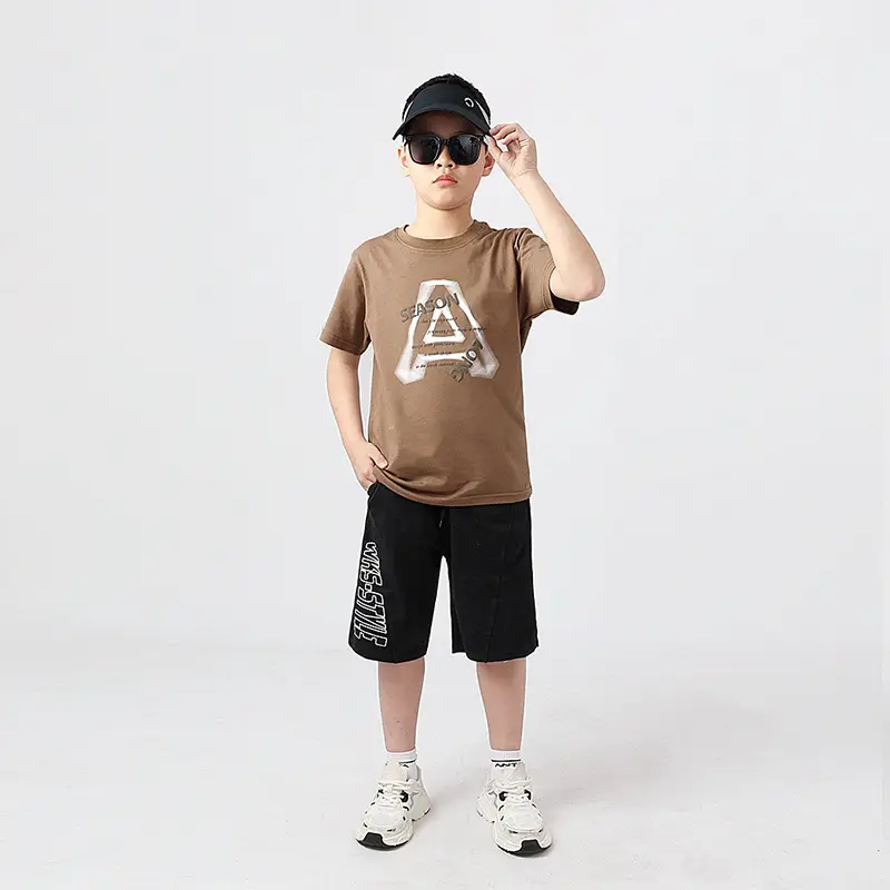 Kids Korean Style White T-Shirt Shorts Set - Image 5