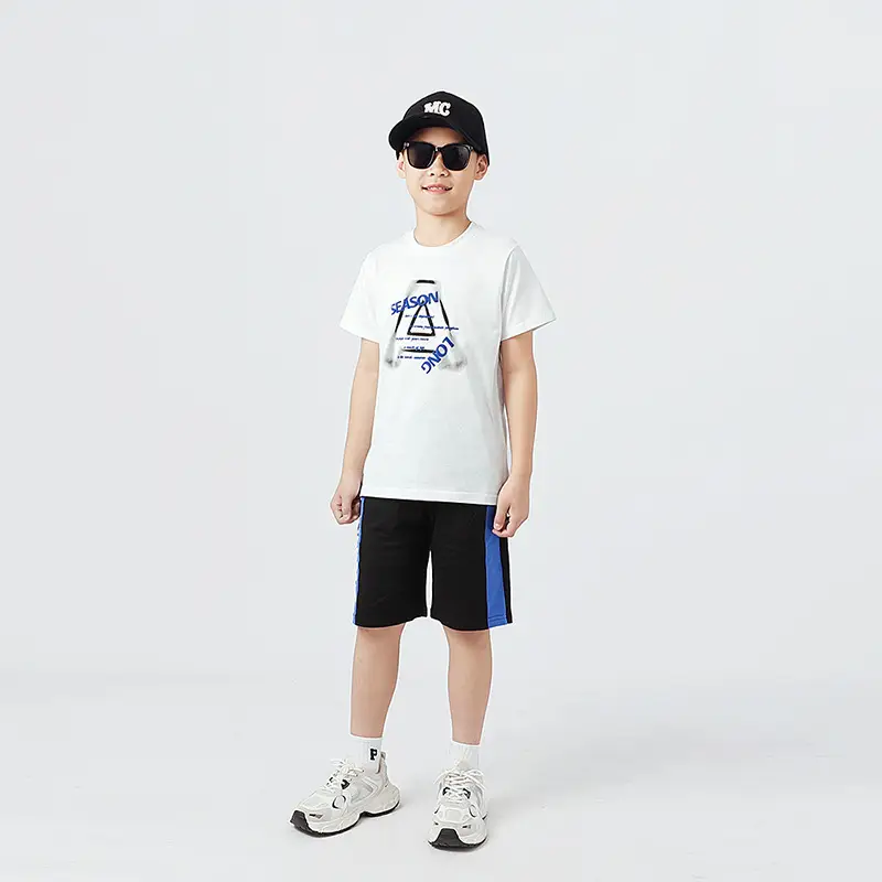 Kids Korean Style White T-Shirt Shorts Set - Image 6