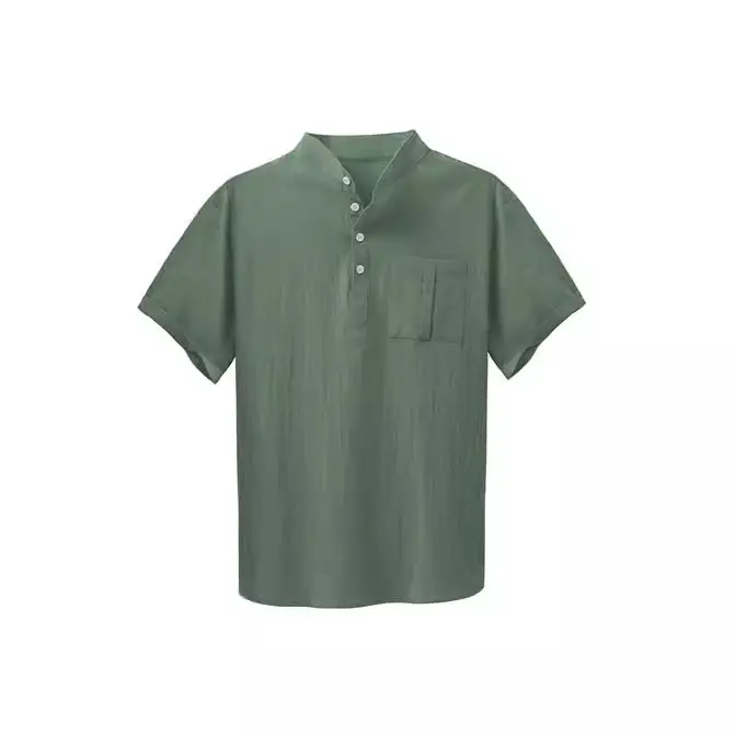 Men Cotton Short Sleeve Collar Shirt White - Image 8