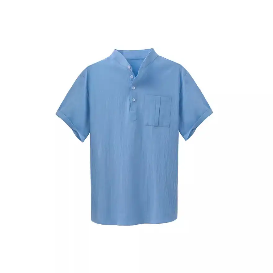Men Cotton Short Sleeve Collar Shirt White - Image 9
