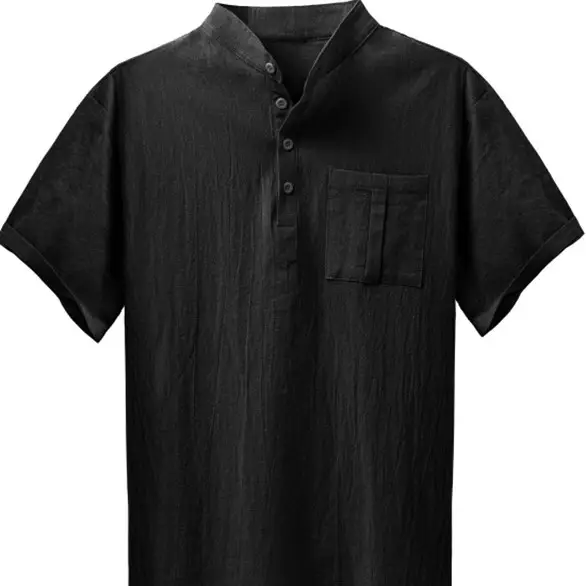 Men Cotton Short Sleeve Collar Shirt White - Image 11