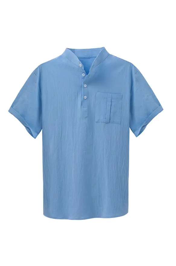 Men Cotton Short Sleeve Collar Shirt White - Image 3