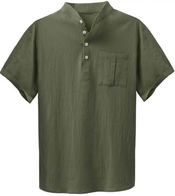Men Cotton Short Sleeve Collar Shirt White - Image 4