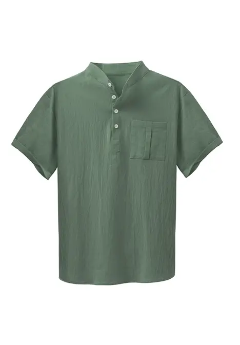 Men Cotton Short Sleeve Collar Shirt White - Image 5