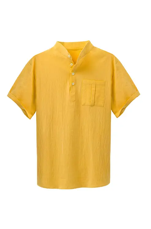 Men Cotton Short Sleeve Collar Shirt White - Image 6