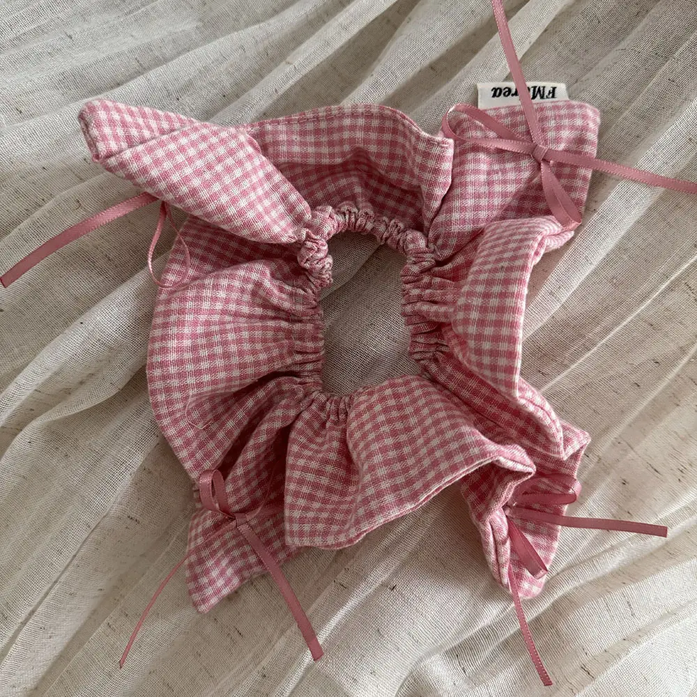 Pink Plaid French Hair Band with Ribbon — feature 6