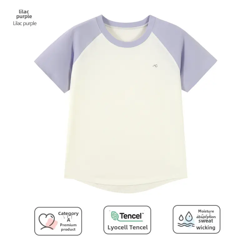 Kids T-Shirt Blue White Round Neck Short Sleeve - Image 61