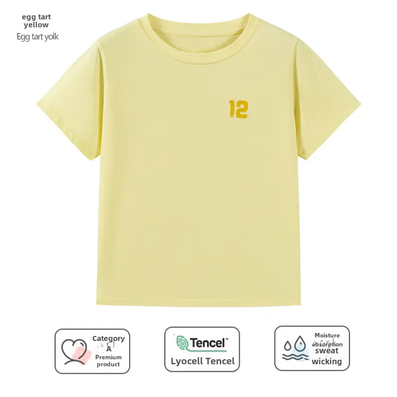 Kids T-Shirt Blue White Round Neck Short Sleeve - Image 65
