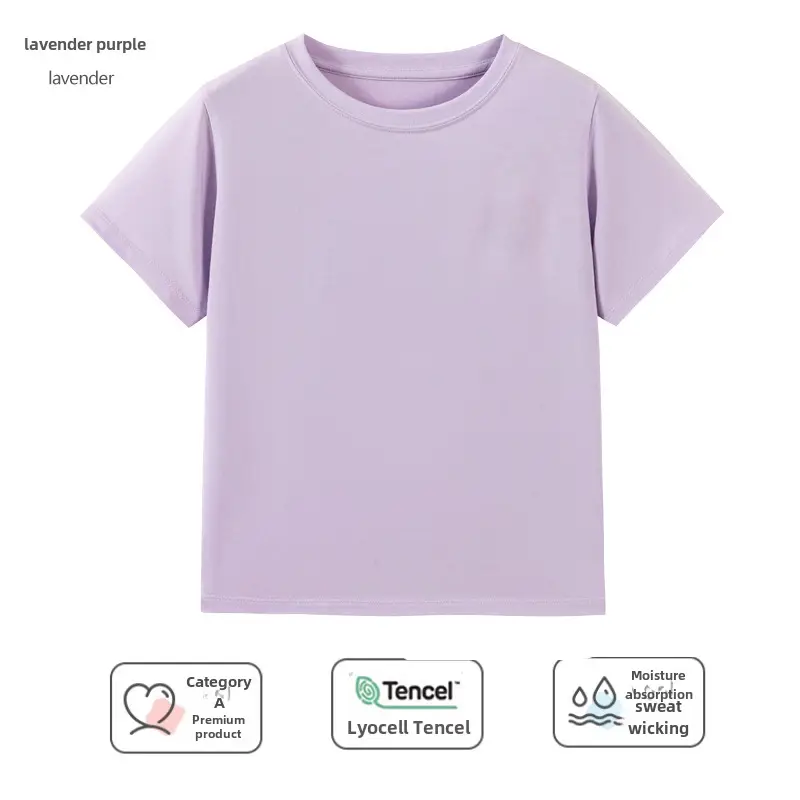 Kids T-Shirt Blue White Round Neck Short Sleeve - Image 74