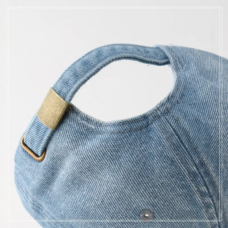 Women's Blue Butterfly Embroidered Baseball Cap Wash Denim — feature 11