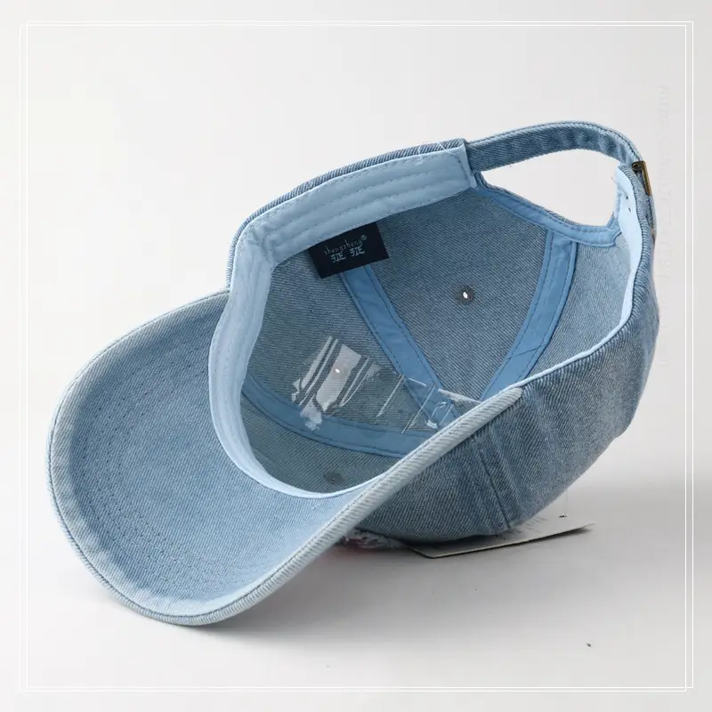 Women's Blue Butterfly Embroidered Baseball Cap Wash Denim — feature 9