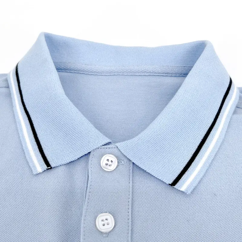 Children's Cotton Polo Shirt Light Blue Primary School Uniform - Image 2