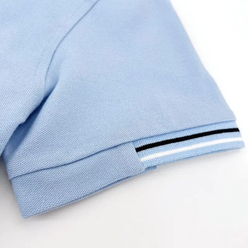 Children's Cotton Polo Shirt Light Blue Primary School Uniform - Image 3