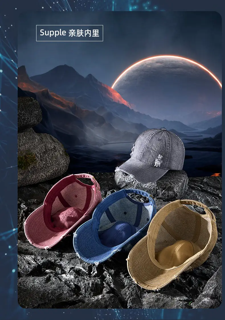 2025 Ripped Washed Cowboy Hat Blue for Men Women — feature 13