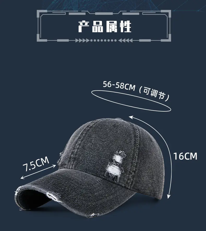 2025 Ripped Washed Cowboy Hat Blue for Men Women — feature 23