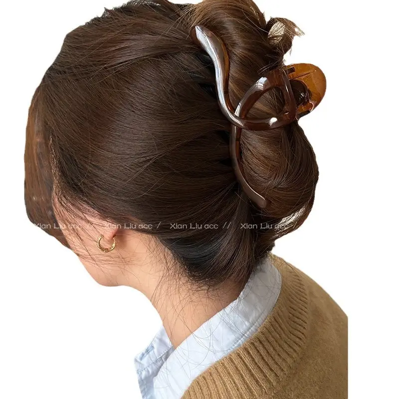 Frosted Wave Hair Clip for Women Large Back of Head Elegant Shark Clip - Image 11