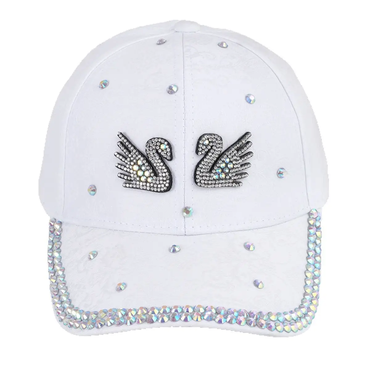 Korean Style Double Swan Rhinestone Cap for Women