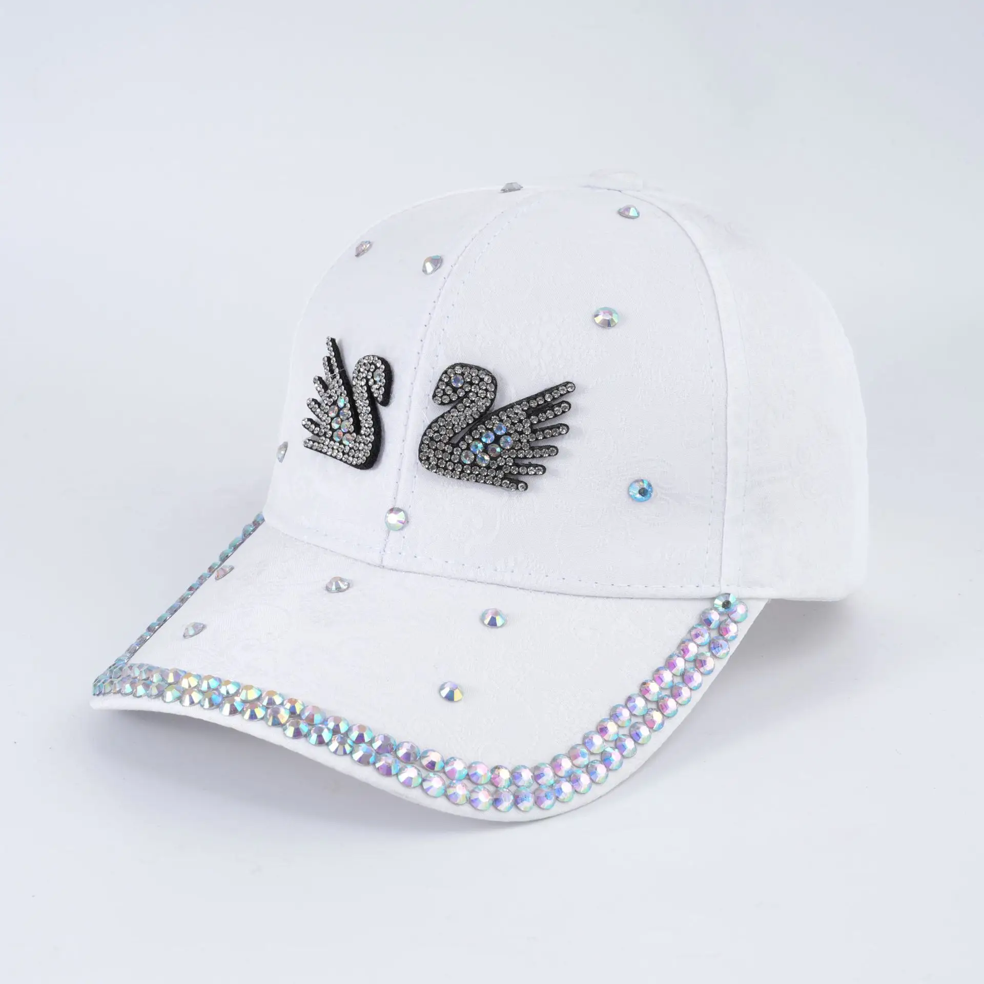 Korean Style Double Swan Rhinestone Cap for Women — feature 12
