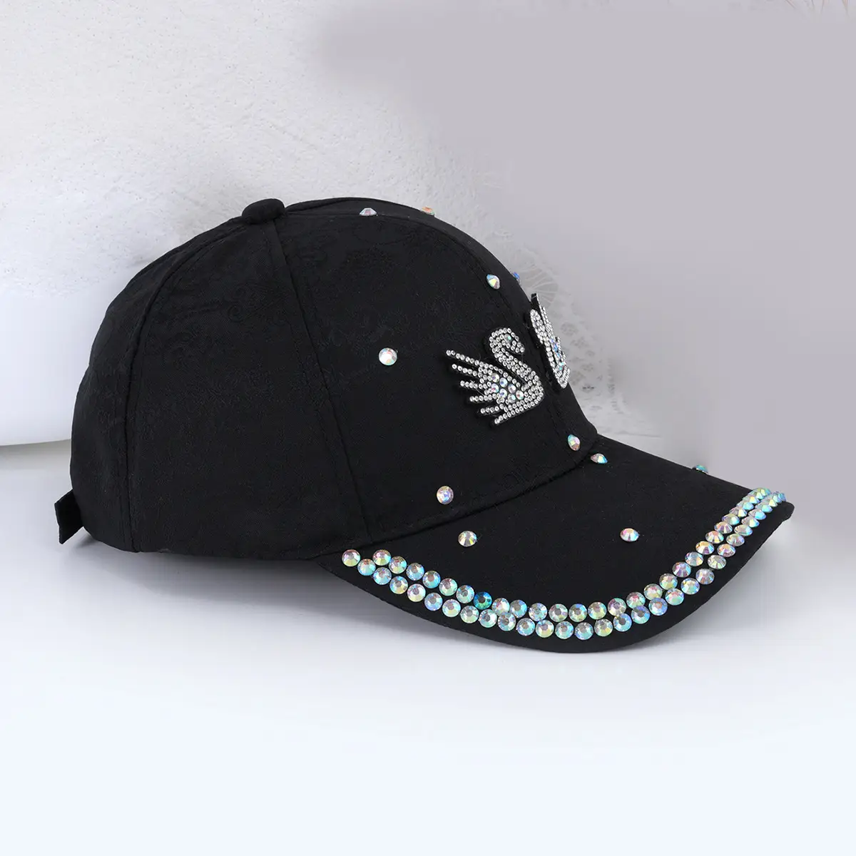 Korean Style Double Swan Rhinestone Cap for Women — feature 5