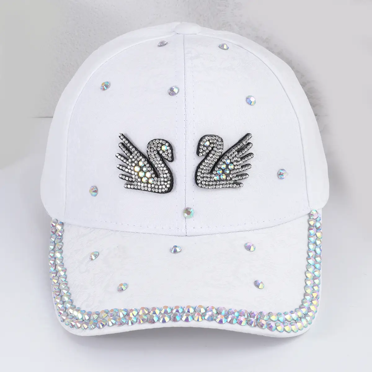 Korean Style Double Swan Rhinestone Cap for Women — feature 8