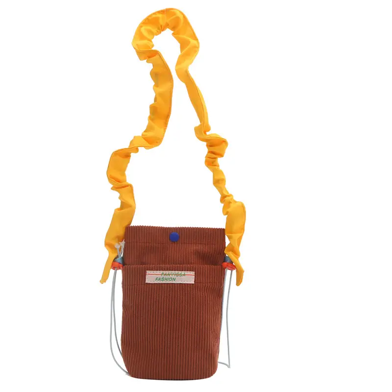 Women's Retro Corduroy Phone Bag with Purple Strap - Image 4
