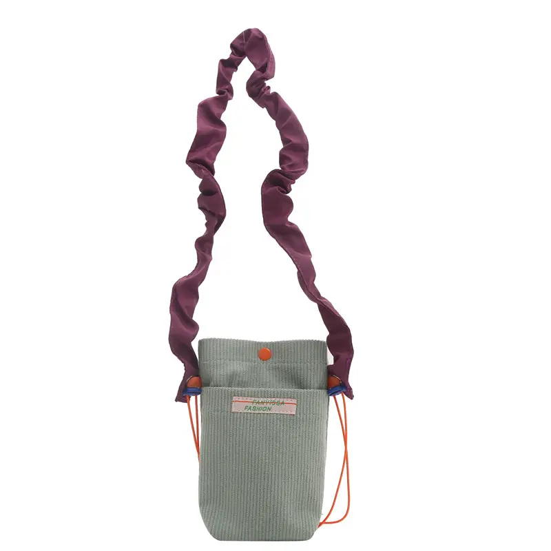 Women's Retro Corduroy Phone Bag with Purple Strap - Image 5