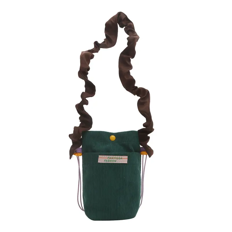 Women's Retro Corduroy Phone Bag with Purple Strap - Image 6
