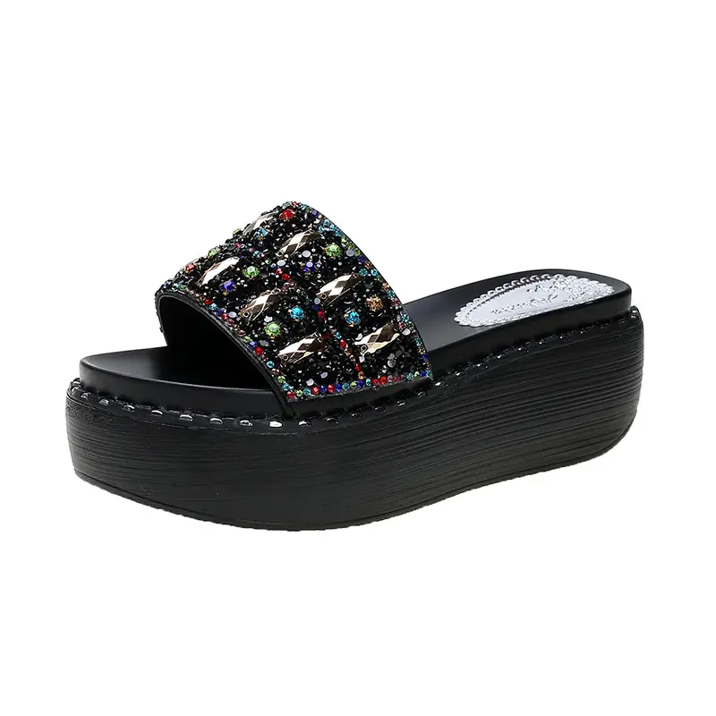 2024 Rhinestone Women's Korean Style Thick Slippers - Image 7