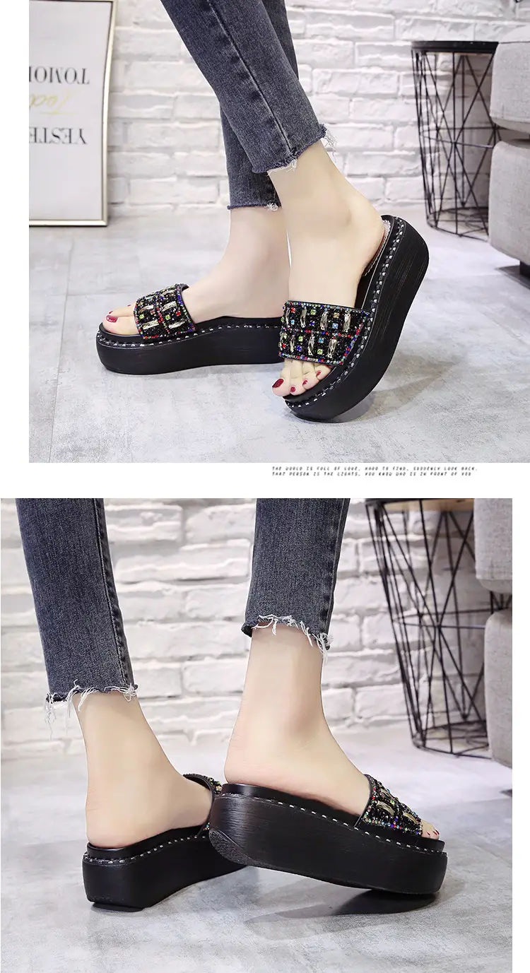 2024 Rhinestone Women's Korean Style Thick Slippers — feature 10