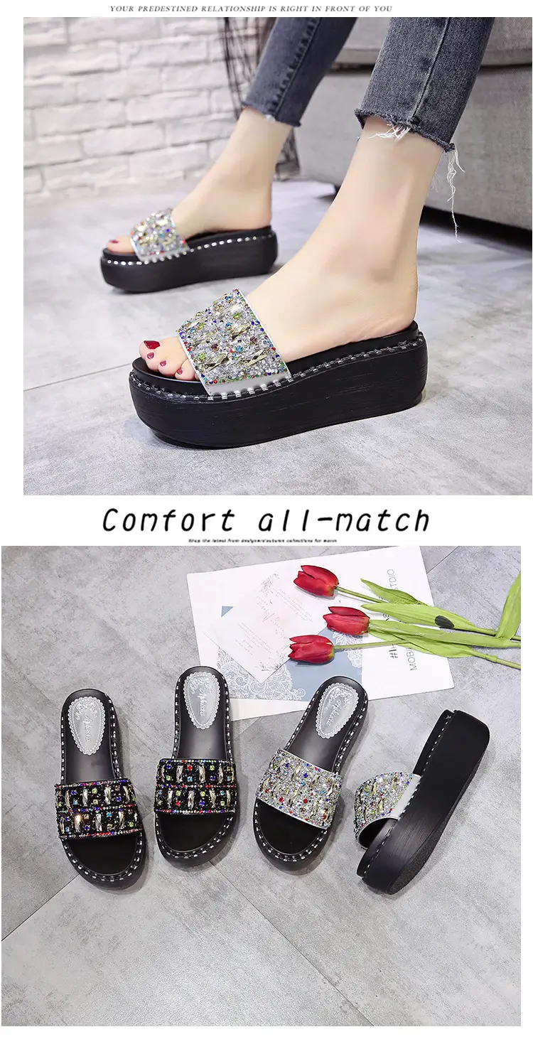 2024 Rhinestone Women's Korean Style Thick Slippers — feature 15