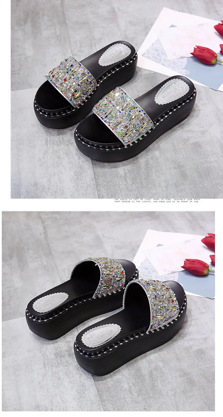 2024 Rhinestone Women's Korean Style Thick Slippers — feature 16