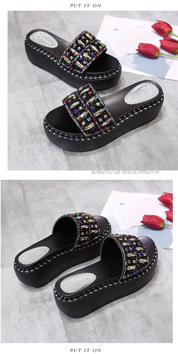 2024 Rhinestone Women's Korean Style Thick Slippers — feature 18