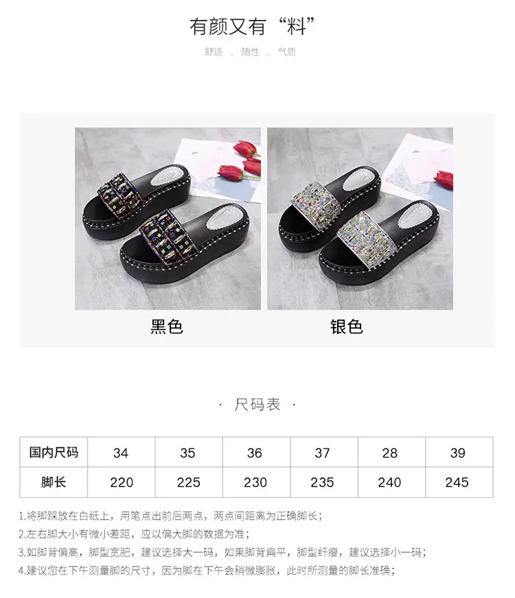 2024 Rhinestone Women's Korean Style Thick Slippers — feature 2