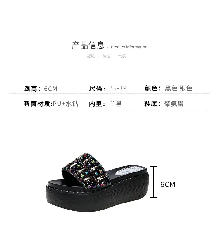 2024 Rhinestone Women's Korean Style Thick Slippers — feature 4