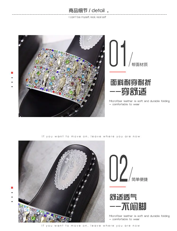 2024 Rhinestone Women's Korean Style Thick Slippers — feature 5