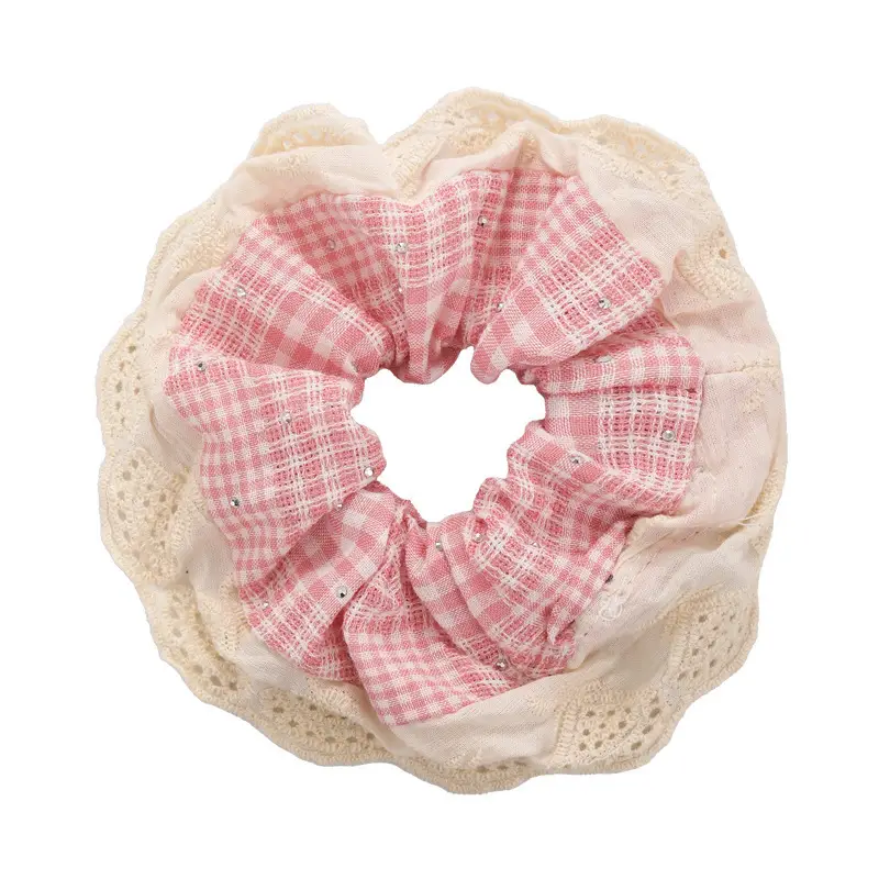 Sweet Girl Ballet Lace Hair Loop with Plaid Design - Image 7