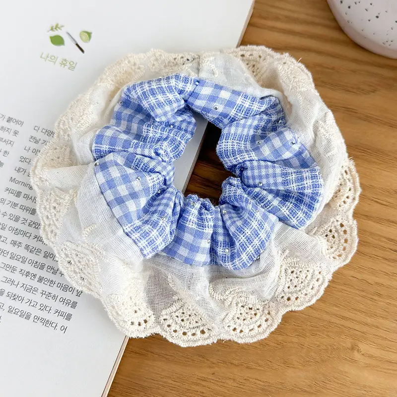 Sweet Girl Ballet Lace Hair Loop with Plaid Design — feature 10