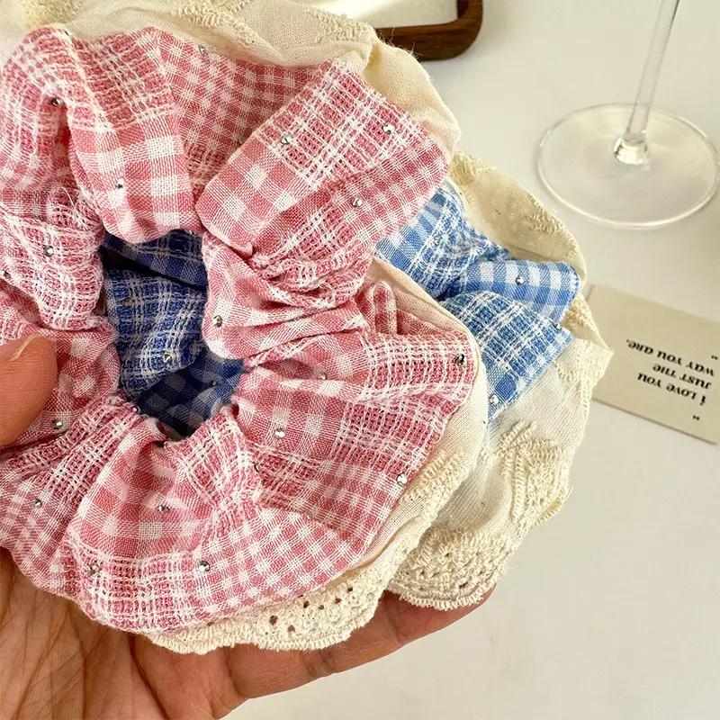 Sweet Girl Ballet Lace Hair Loop with Plaid Design — feature 11
