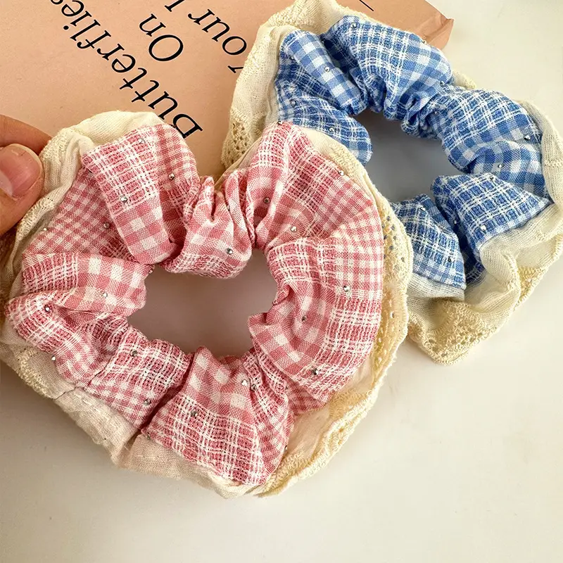 Sweet Girl Ballet Lace Hair Loop with Plaid Design — feature 12