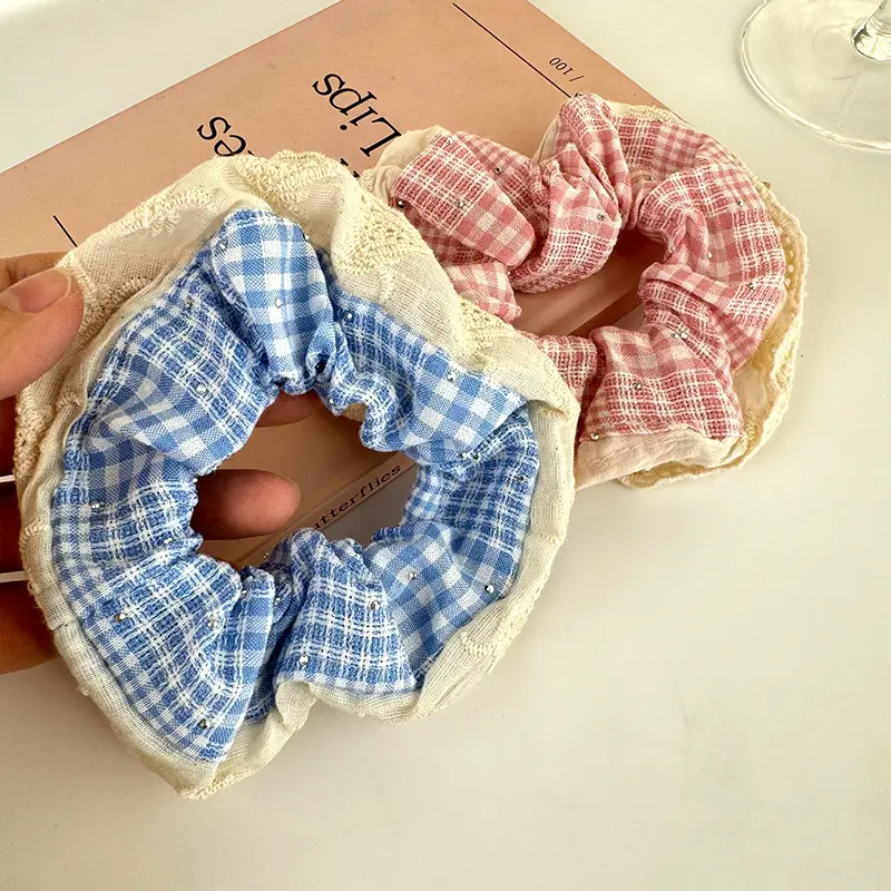 Sweet Girl Ballet Lace Hair Loop with Plaid Design — feature 13