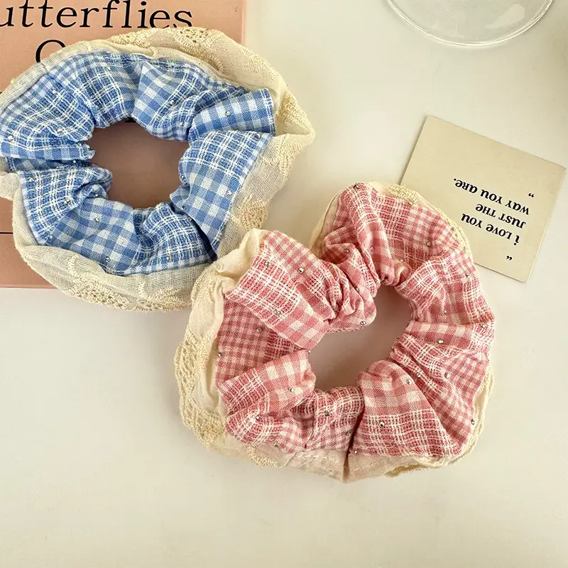 Sweet Girl Ballet Lace Hair Loop with Plaid Design — feature 14