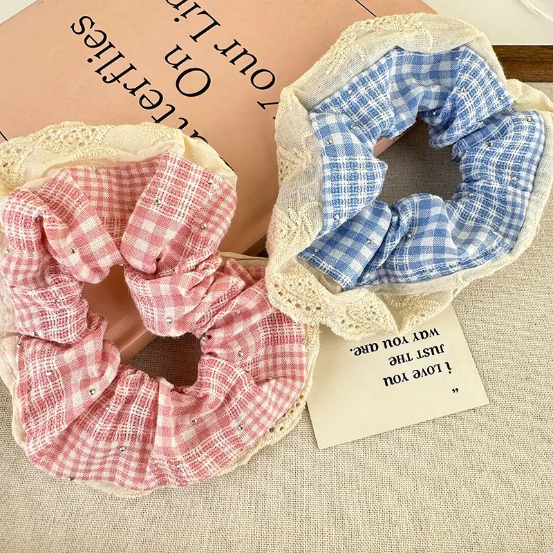 Sweet Girl Ballet Lace Hair Loop with Plaid Design — feature 15